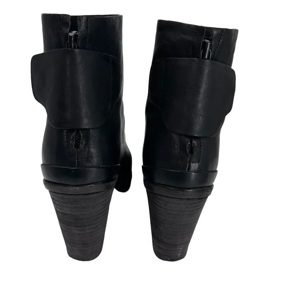 Ladies rag &‎ bone Kerr Back-Tab Boots 40 / 10 Black Leather Booties